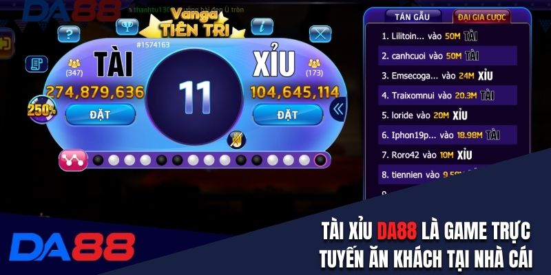 Tài xỉu DA88 là game trực tuyến ăn khách tại nhà cái